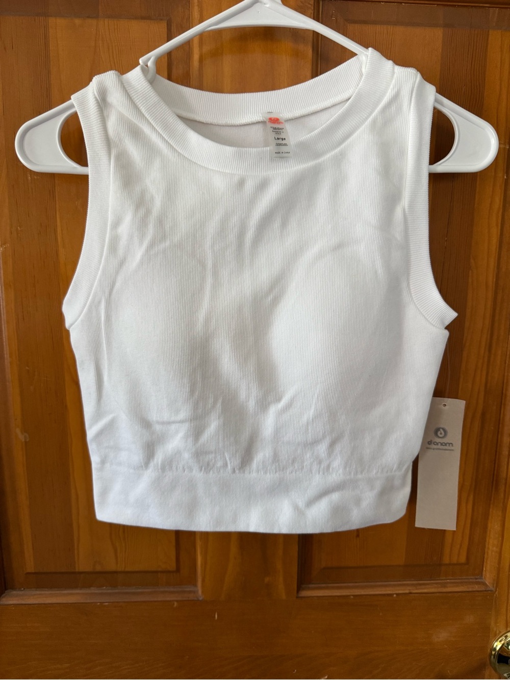 Mono B White Ribbed Crop Tank Top